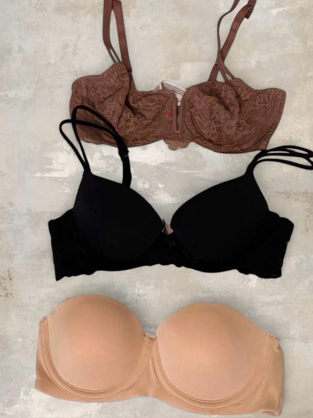 Tan, Brown, and black bra bundle/set